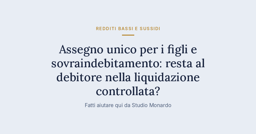 Assegno Unico Per I Figli E Sovraindebitamento: Resta Al Debitore Nella Liquidazione Controllata?