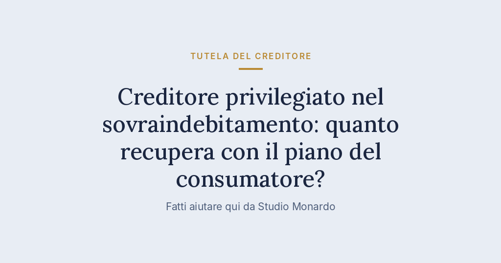 Creditore Privilegiato Nel Sovraindebitamento: Quanto Recupera Con Il Piano Del Consumatore?