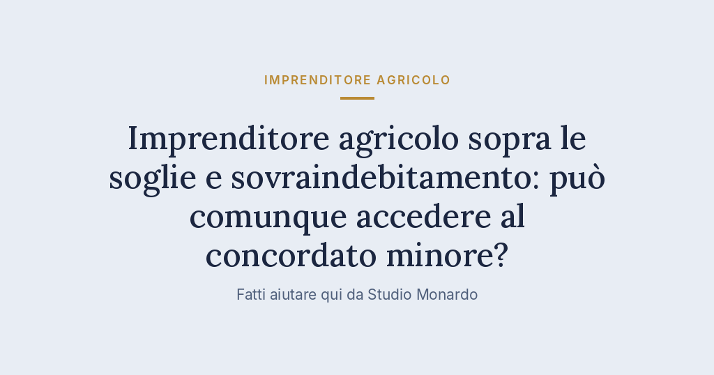 Imprenditore Agricolo Sopra Le Soglie E Sovraindebitamento: Può Comunque Accedere Al Concordato Minore?